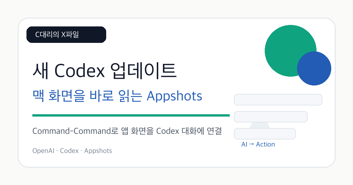 새 Codex 업데이트 - 맥 화면을 바로 읽는 Appshots