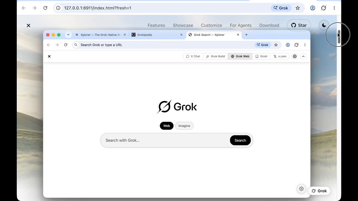 Grok Xplorer AI 브라우저 콘셉트 영상 썸네일